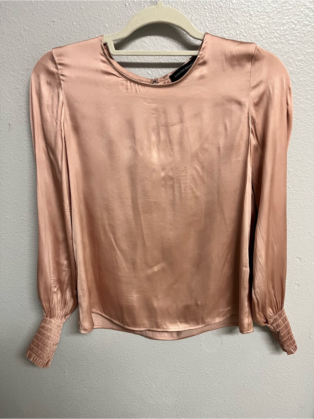 Banana Republic Blush Satin Long-Sleeve Blouse